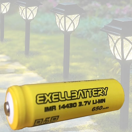 Exell Battery 14430 3.7V Li-Ion 650mAh Rechargeable Solar Light BUTTON TOP Battery EBLI-14430C6.5-BT_SOLAR